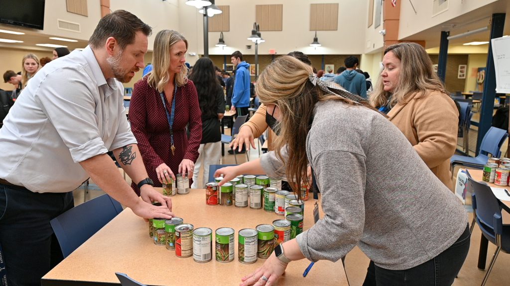 Teachers during canstruction contest