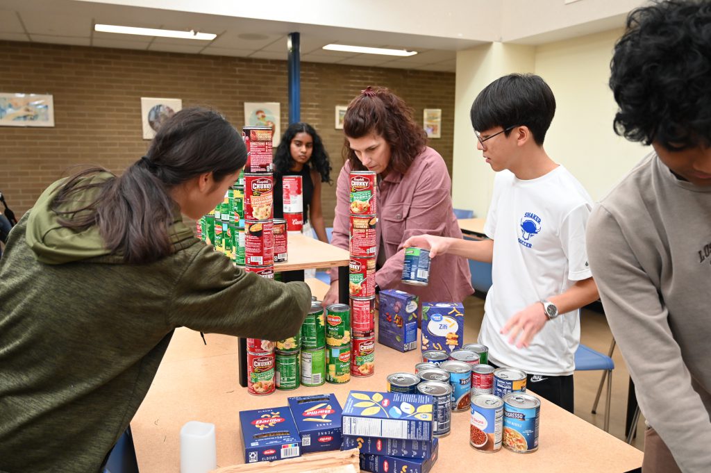 Students during canstruction contest