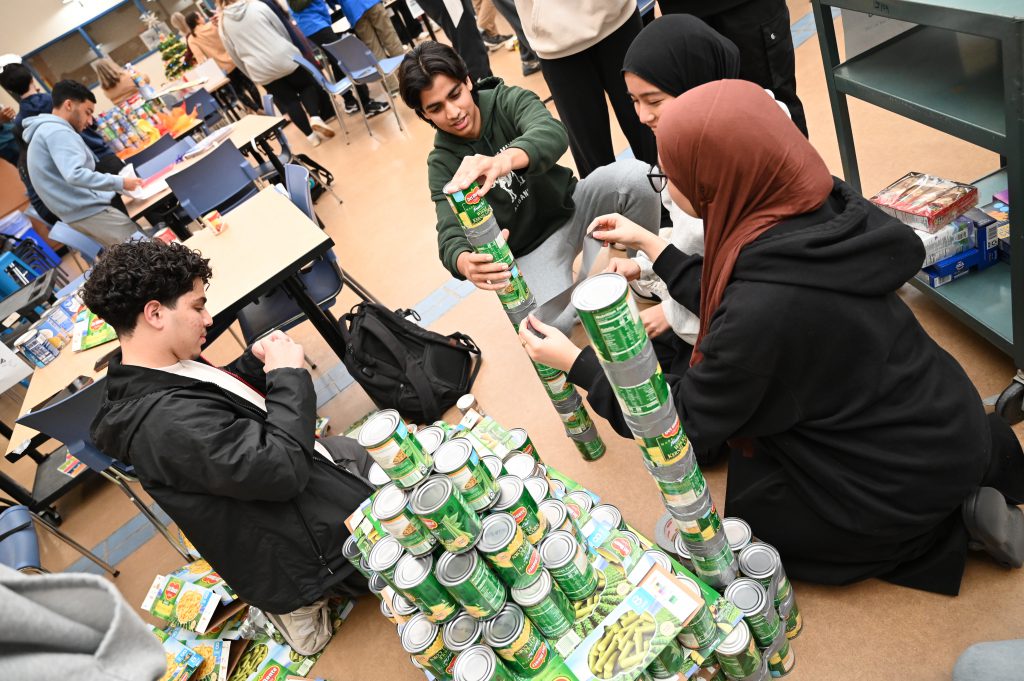 Students making canstruction