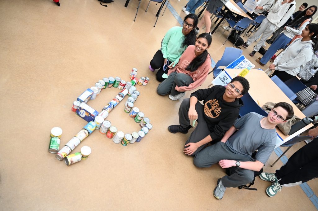 Students during canstruction contest