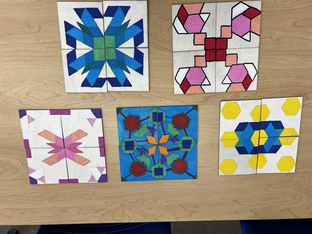 An image of five finished works of art.